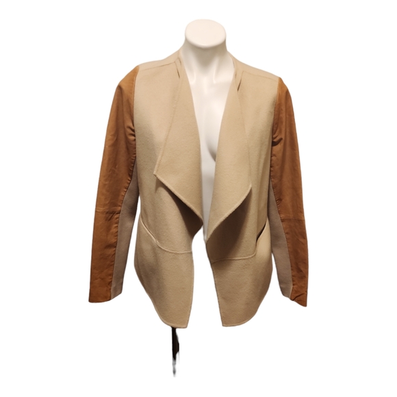 Vince Leather And Wool Drape Jacket - Picture 2 of 5